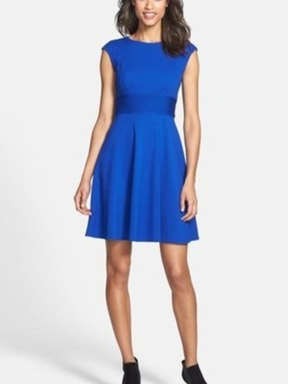 Eliza J Ponte Knit Classic Fit-&-Flare Royal Blue Dress